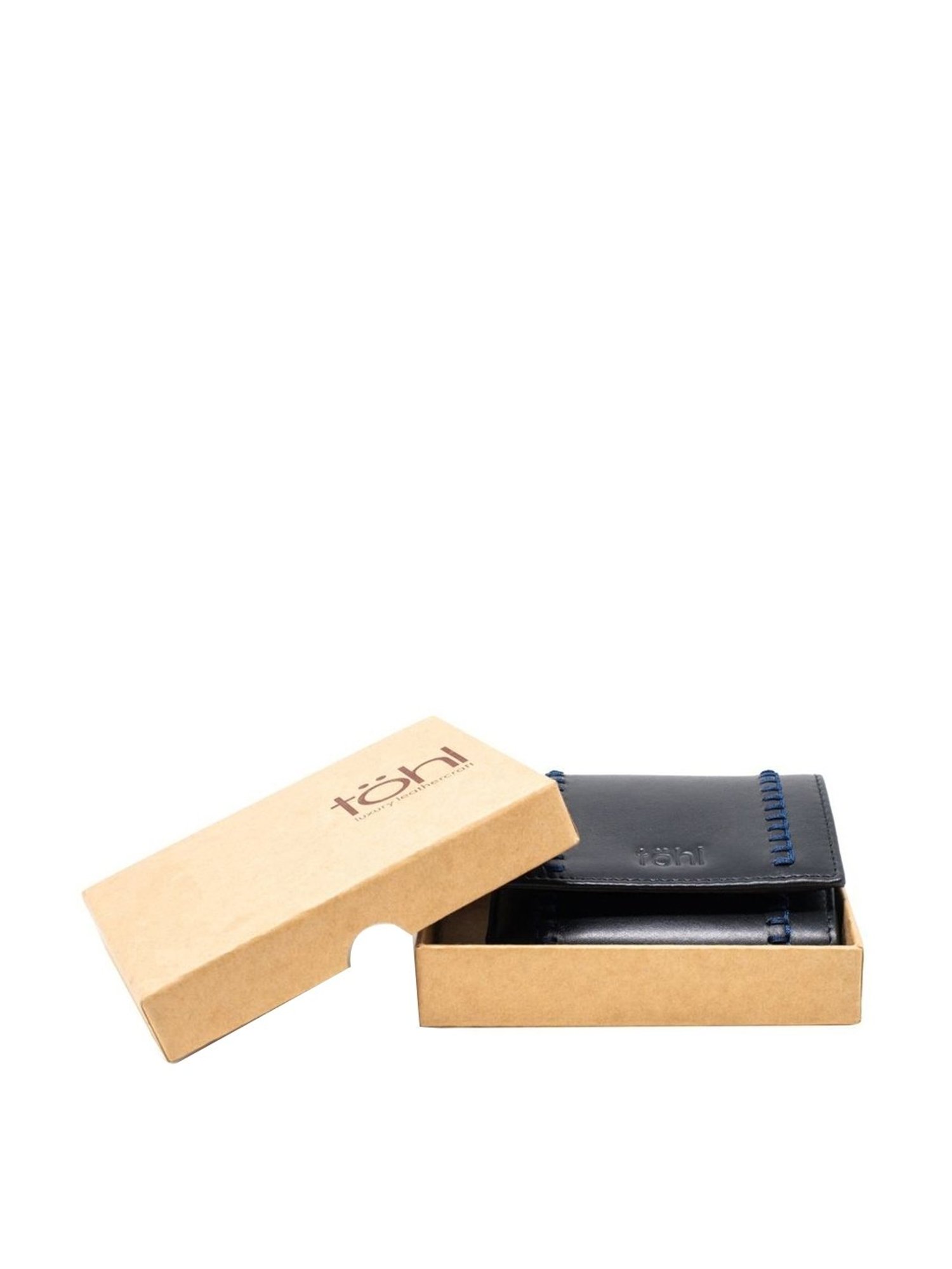 Tohl Black Casual Leather Tri-Fold Wallet for Men