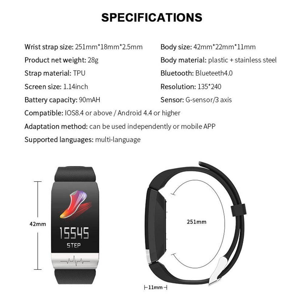 Q1S Fitness Tracker ECG PPG Waterproof Heart Rate Monitor Smart Band Weather Forecast Smart Bracelet For Men Women