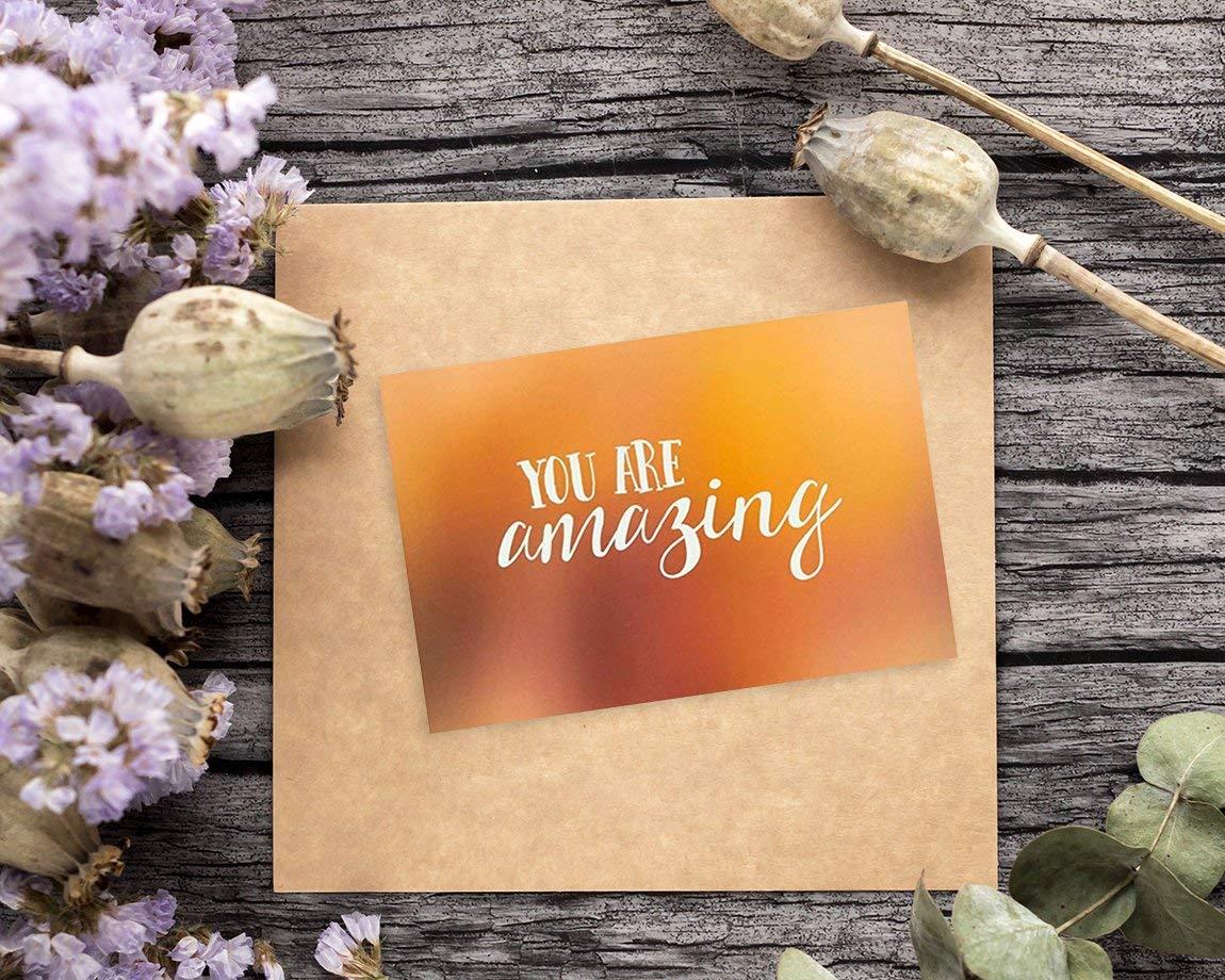 36 Pack Motivational Encouragement Greeting Cards, 6 Handwritten Modern Artistic Style Colorful Designs, Bulk Box Set Variety Assortment, Envelopes Included 5 x 7 inches