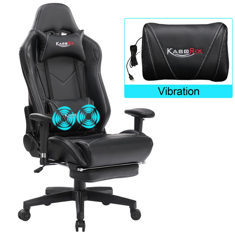 Kasorix Gaming Chair Racing Style Computer Chair with Footrest PU Leather Adjustable Gamer Chair with Headrest and Lumbar Support