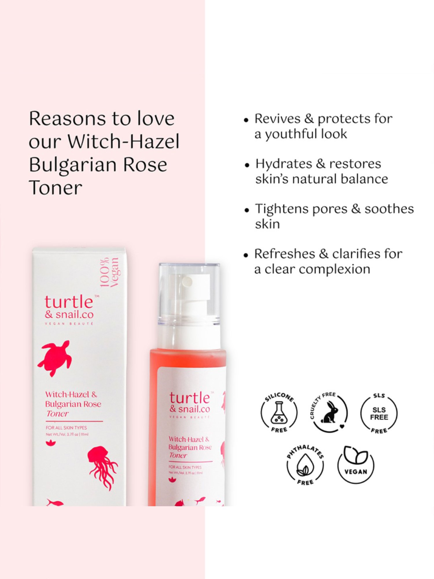 Turtle & Snail.Co Witch-Hazel & Bulgarian Rose Toner - 111 ml