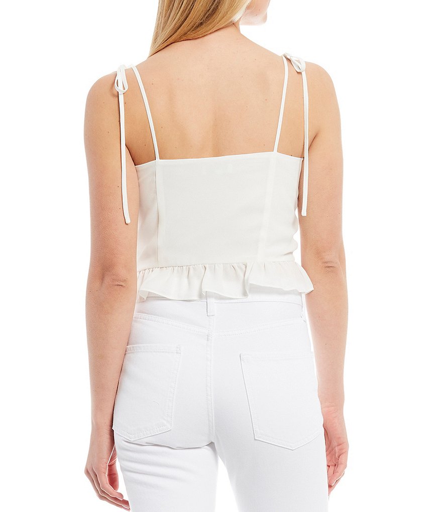 Gianni Bini Woven Stella Lace Trim Square Neck Sleeveless Blouse