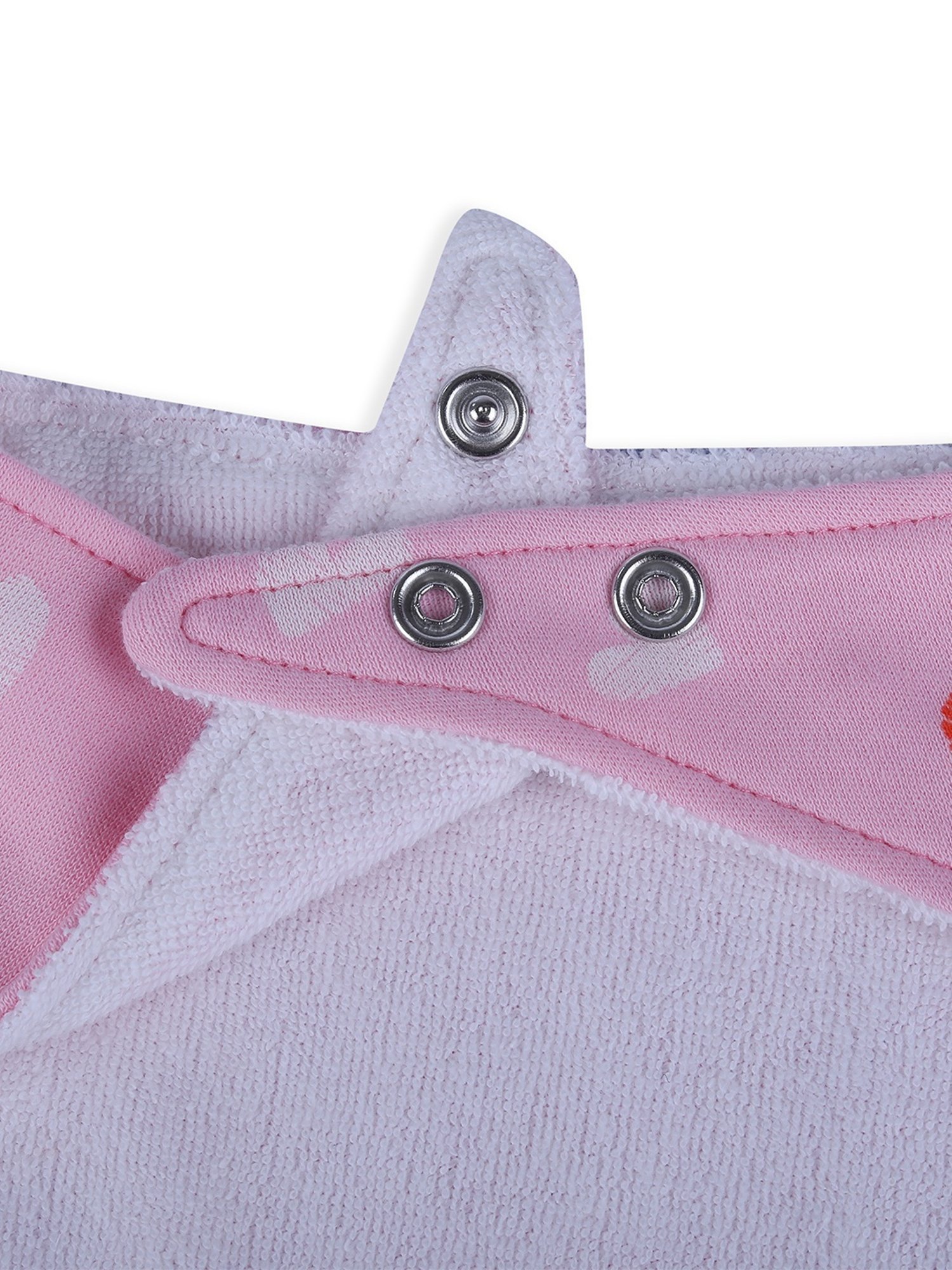 Baby Moo Kids Pink & White Cotton Printed Bib (Pack of 3)