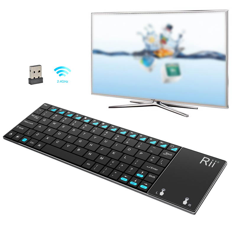 Rii mini i12 Ultra Slim Wireless 2.4G Multifunction Keyboard with QWERTY Touchpad for Sony PS3 HTPC Android Smart TV Box PC Pad