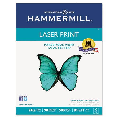 Laser Print Office Paper, 98 Brightness, 24Lb, 8-1/2 X 11, White, 500