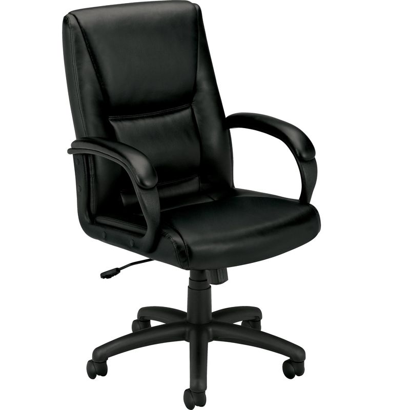 Basyx VL161 Series Executive Mid-Back Chair Black Leather VL161SB11