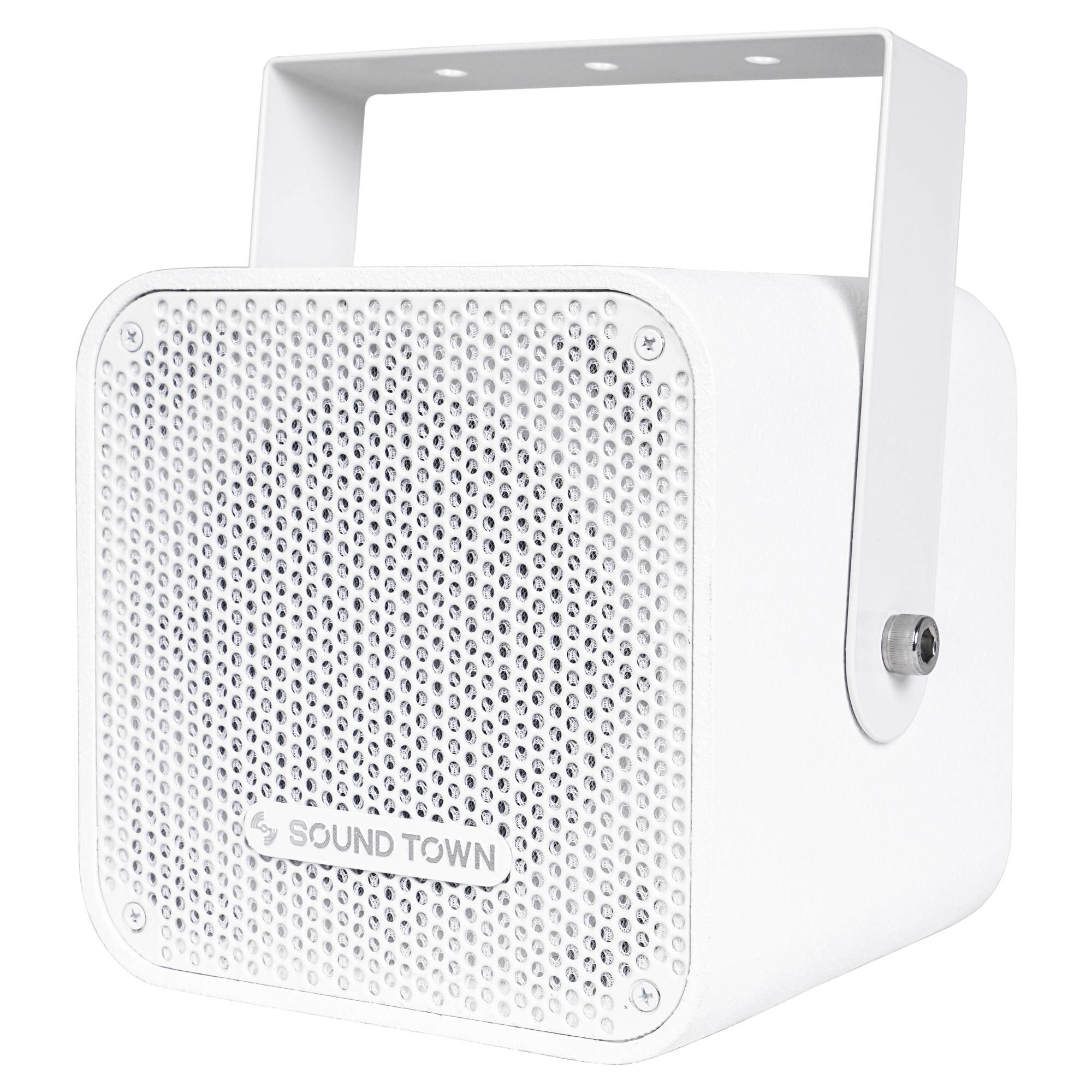 Sound Town Compact 2-way 5&rdquo; Coaxial Wall Mount Commercial Loudspeaker, White, with 5&rdquo; Woofer, Speed Mounting Bracket for Bar, Church