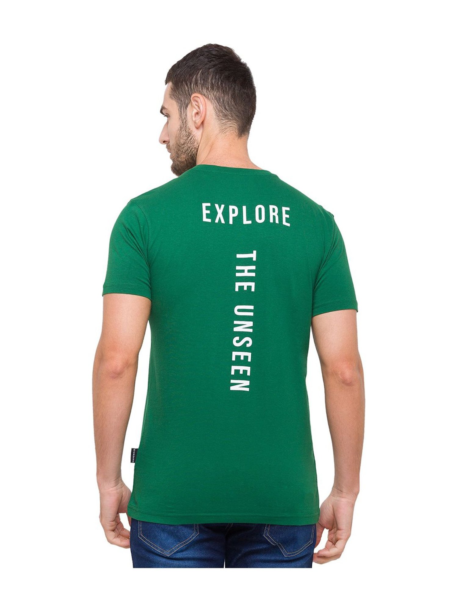 Giordano Green Cotton Round Neck T-Shirt