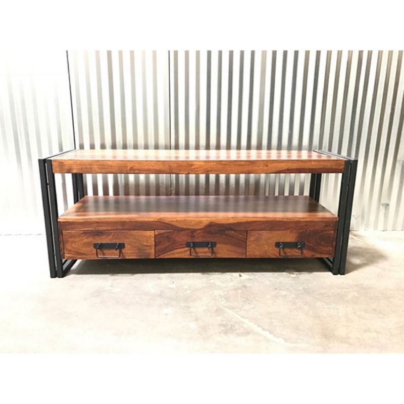 Sheesham Wood 3 Drawer TVC Natural - Timbergirl