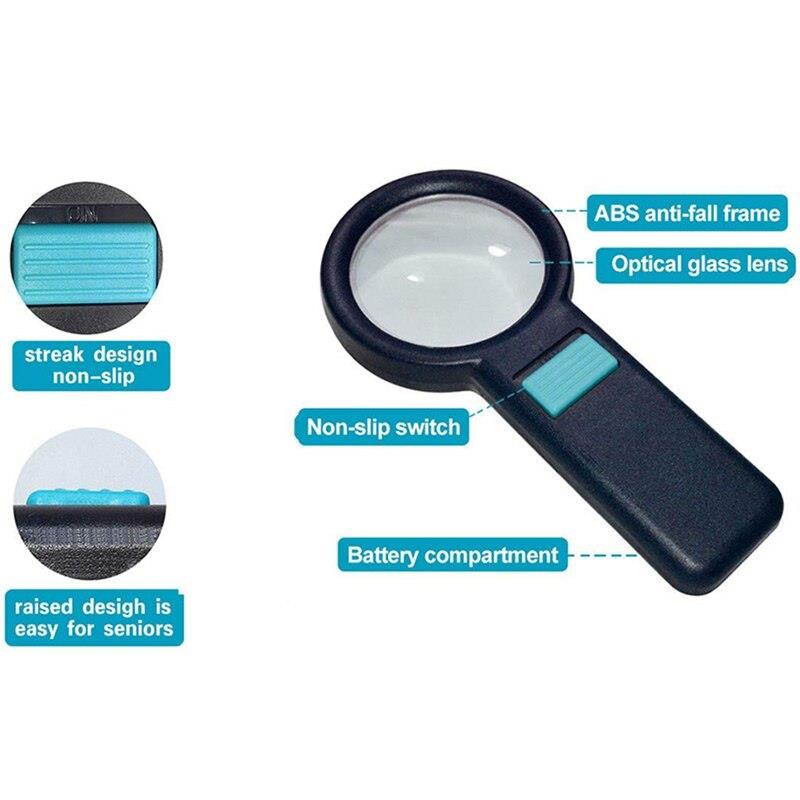 Light Magnifier For Reading Magnifying Glass For Reading Magnifier With Light,10 Led 6X Magnifier Glass,Handheld Magnifie