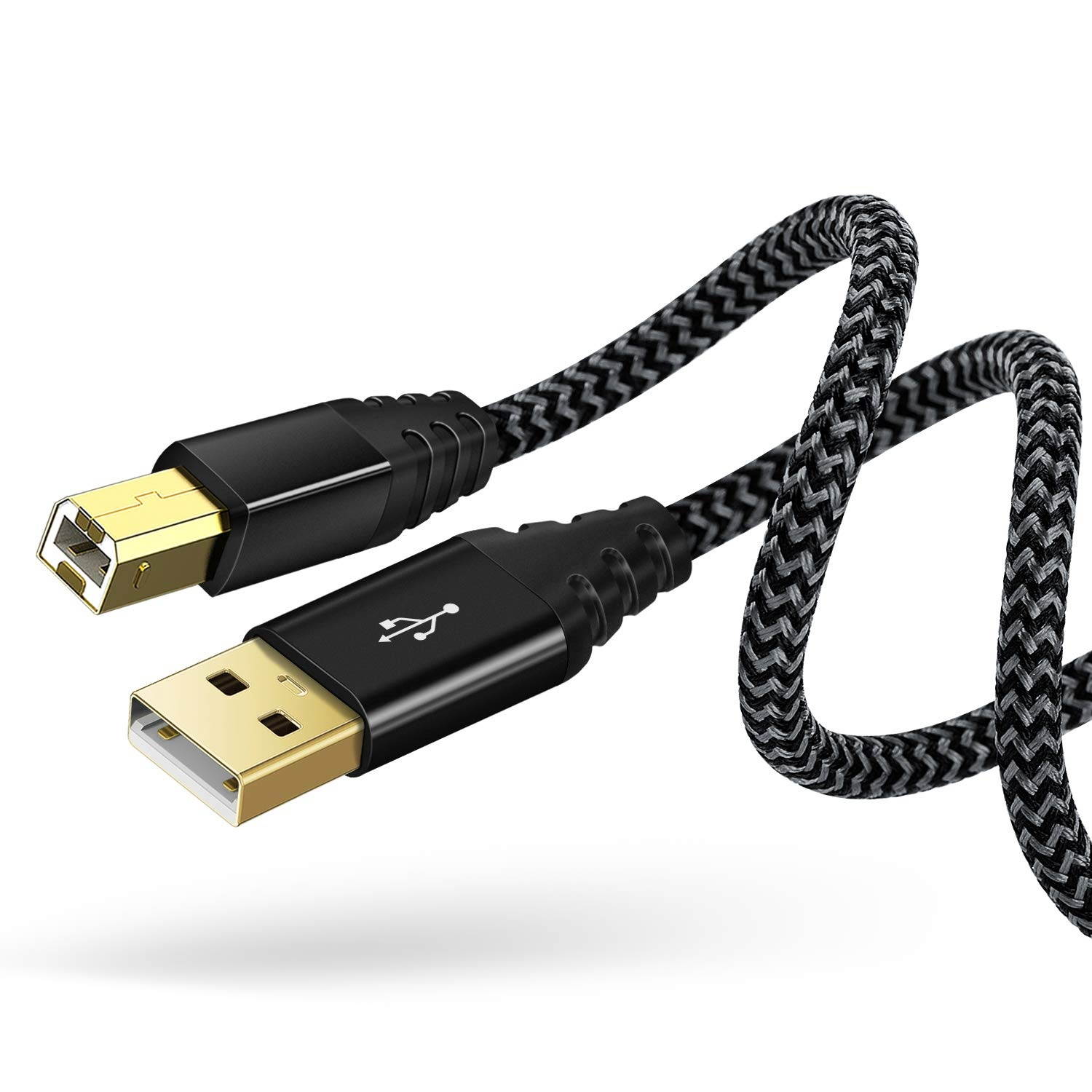 Printer Cable 15FT/5M USB Printer Cable iSeekerKit High Speed USB 2.0 Type A Male to B Male Braided USB Printer Scanner Cable Compatible with HP Canon Dell Lexmark Xerox Samsung