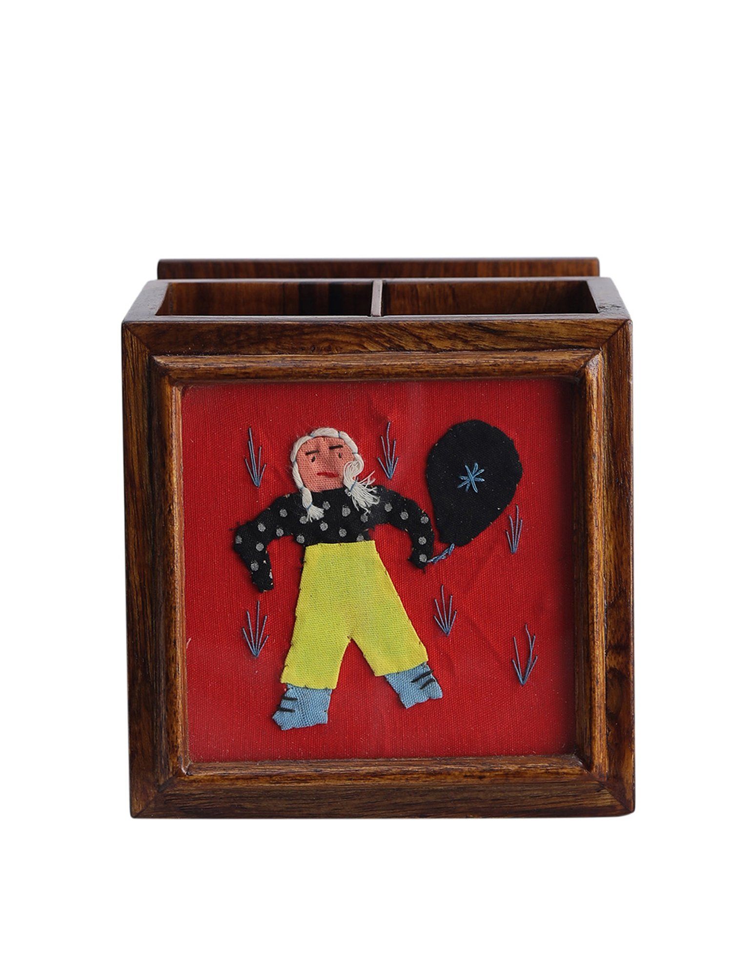 VarEesha Blue Wood Cutlery and Napkin Holder - Set of 1