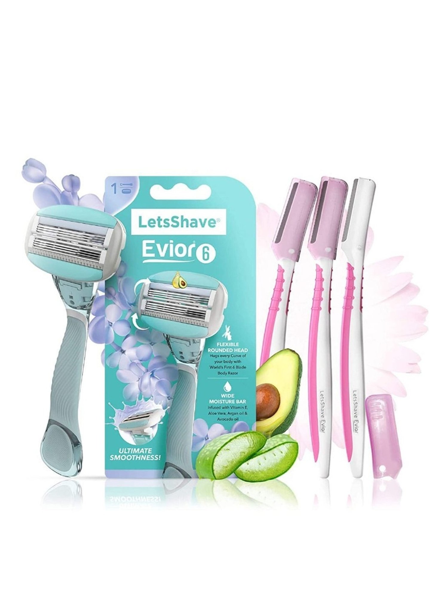 LetsShave Evior Face and Body Care Kit for Women (Pink/White)