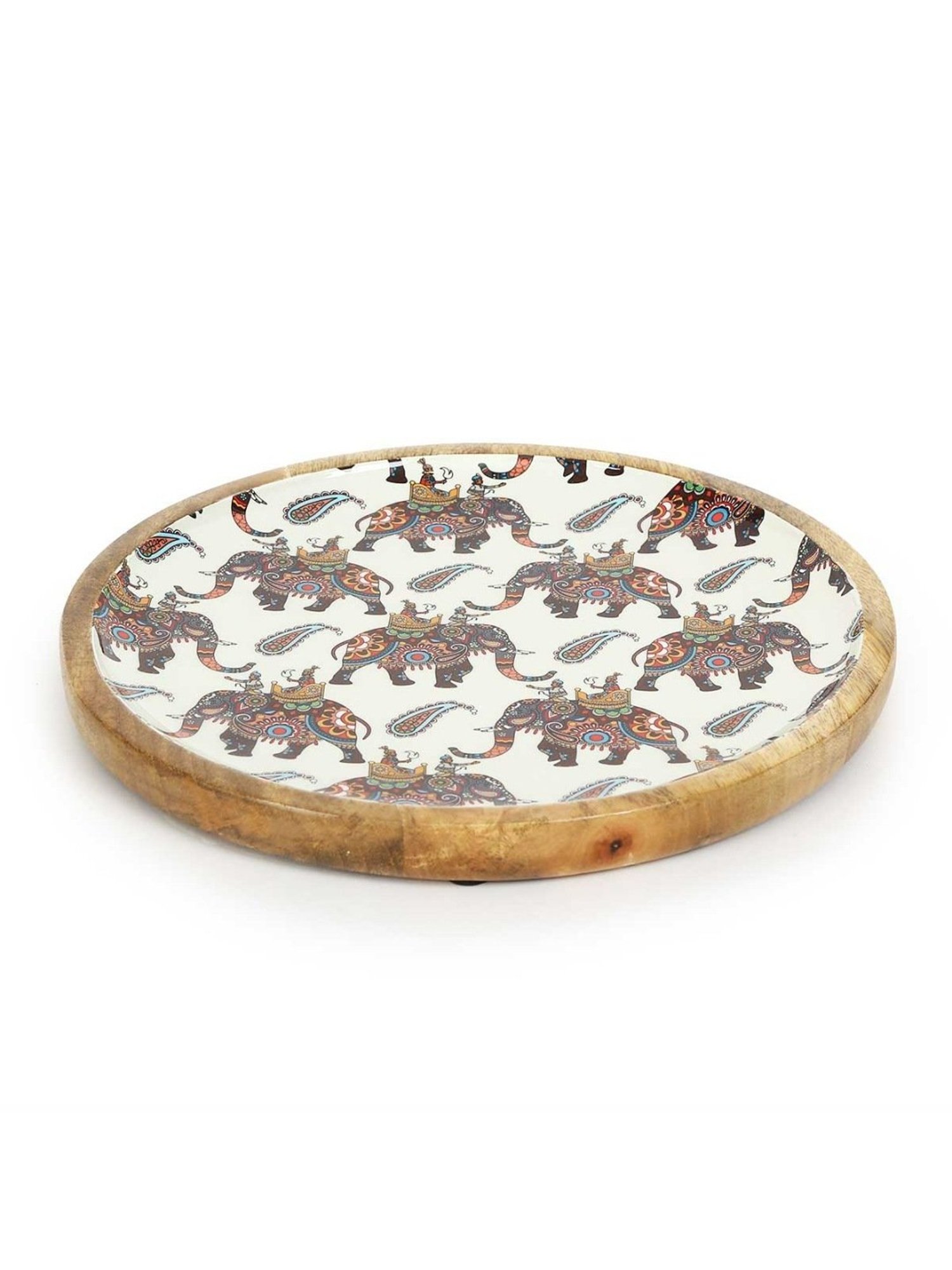 Home4U Ajantha Printed Multicolor Wood Platter