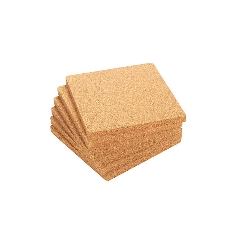 6-Pack Cork Trivet Set - Square Corkboard Placemats Kitchen Hot Pads for Hot Pots, Pans, and Kettles, 7 x 7 x 0.5 Inches