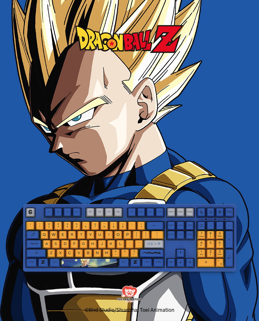 Akko 3108V2 Dragon Ball Z Frieza Full Size Gaming Mechanical Keyboard Double Shot Dye Sub PBT Keycaps NKRO Detachable USB Type-C Wired White and Purple