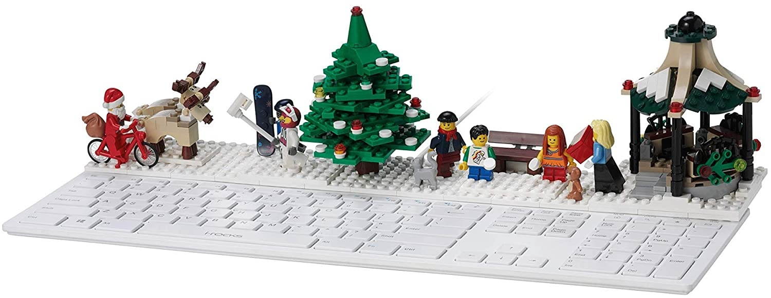 i-rocks IRK23 W Ultra-Slim Wired Keyboard with Customizable Lego Building Blocks, Scissor Switch Key and Shortcut Keys - Full-Sized Keyboard with Numeric Keypad for Windows PC