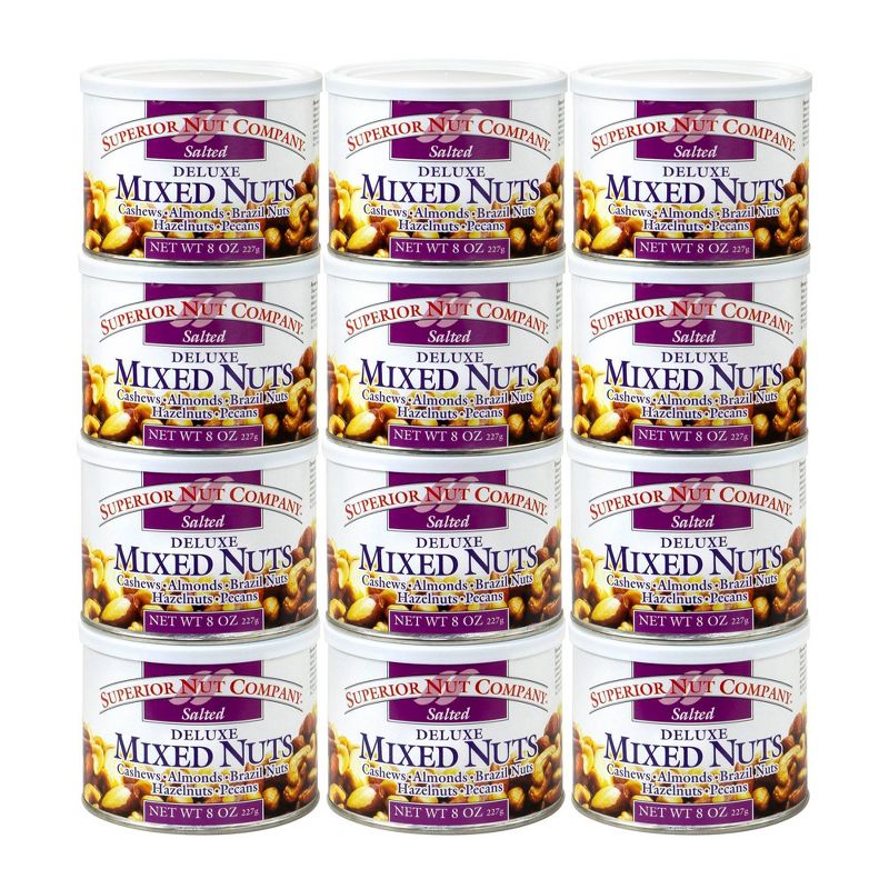 Superior Nut Deluxe Salted Mixed Nuts w/ No Peanuts 9oz - 12 ct