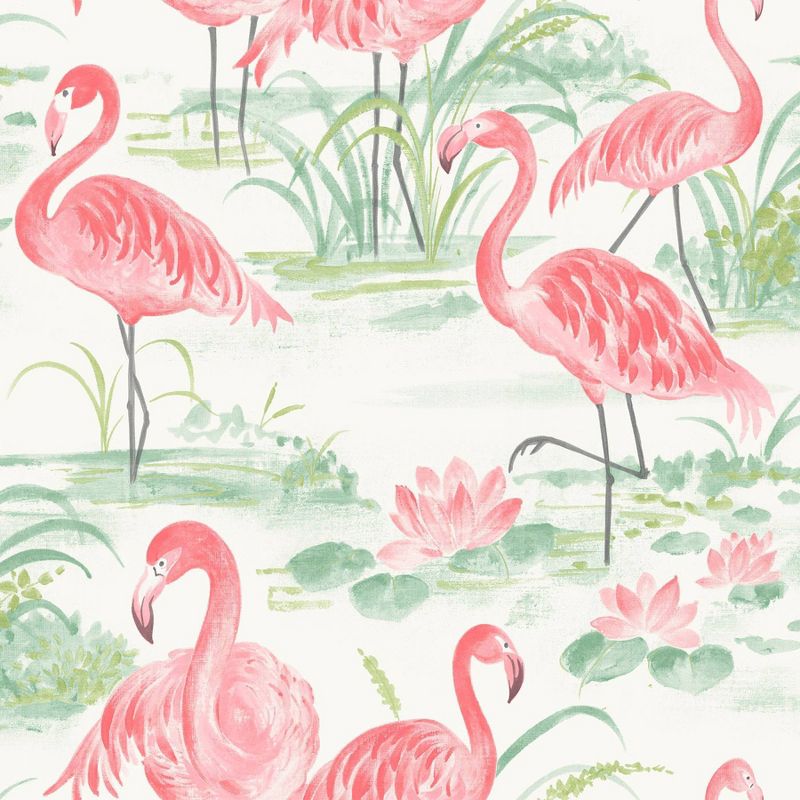NuWallpaper Flamingo Beach Peel & Stick Wallpaper Pink