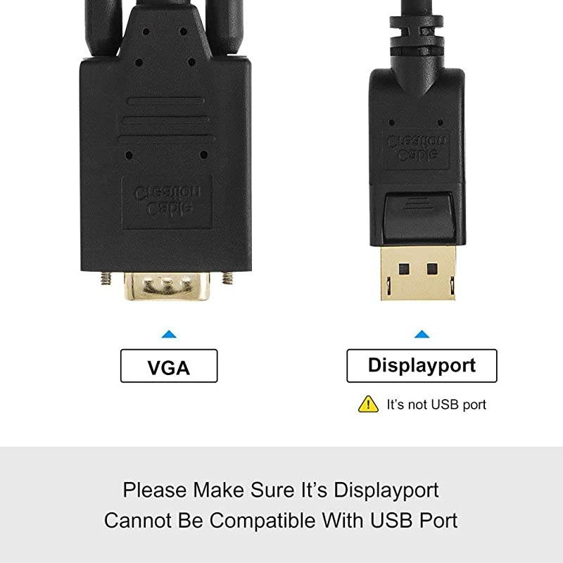 DP to VGA Cable 6ft, [2-Pack]  DisplayPort to VGA Cable Gold Plated, DP Male to VGA Male Cable, Black