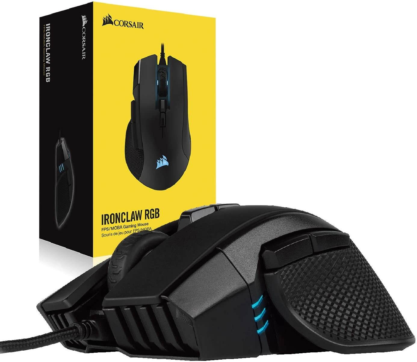 CORSAIR IRONCLAW RGB - FPS and MOBA Gaming Mouse - 18,000 DPI Optical Sensor - Backlit RGB LED, Black