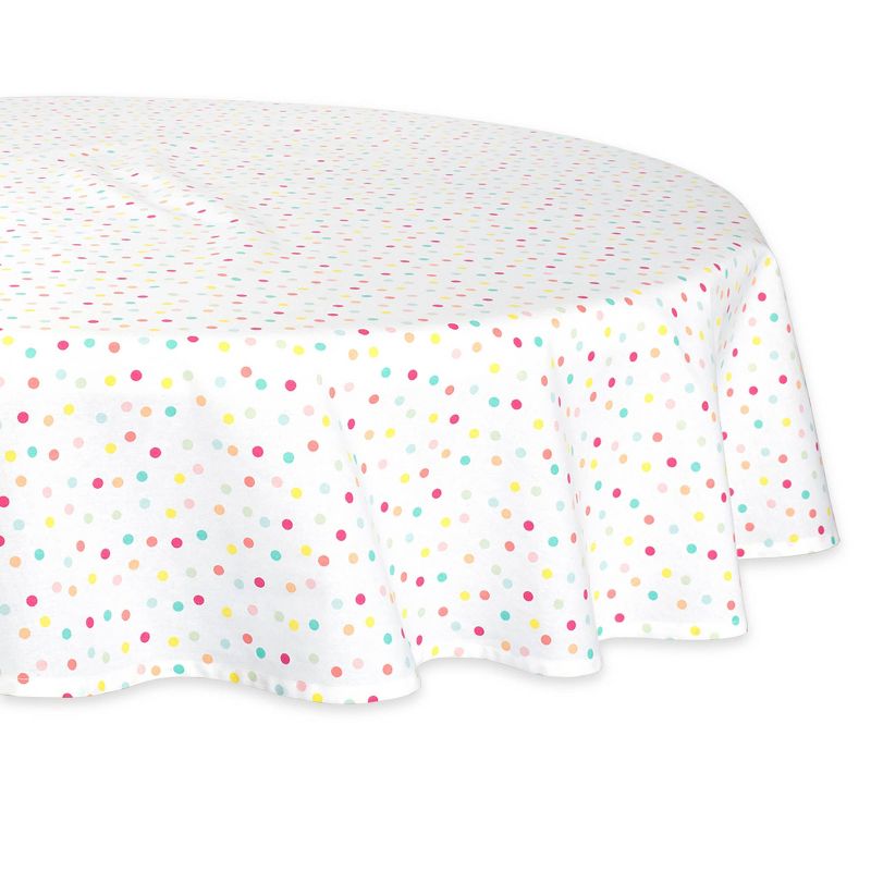 70" Cotton Polka Dots Round Kitchen Tablecloth - Design Imports