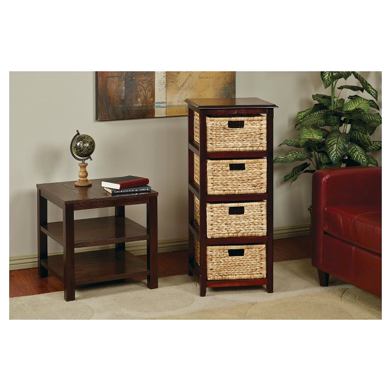 Seabrook FourTier Storage Unit With Espresso and Natural Baskets - OSP Home Furnishings