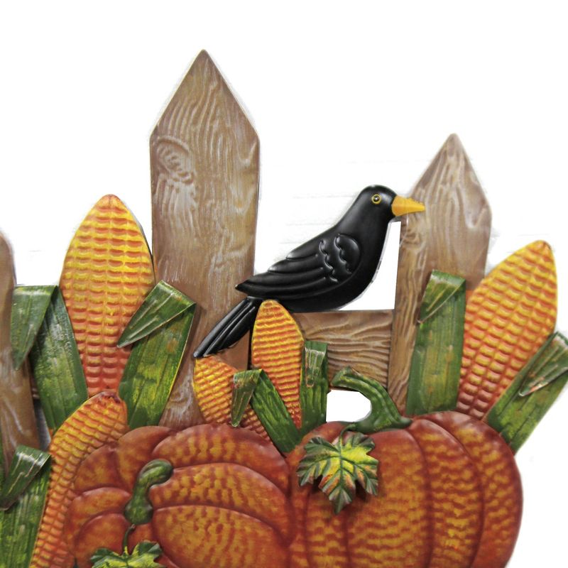 Home & Garden 35.0" Fence W/ Pumpkins & Corn Stake Crow Happy Harvest Direct Designs International  -  Decorative Garden Stakes