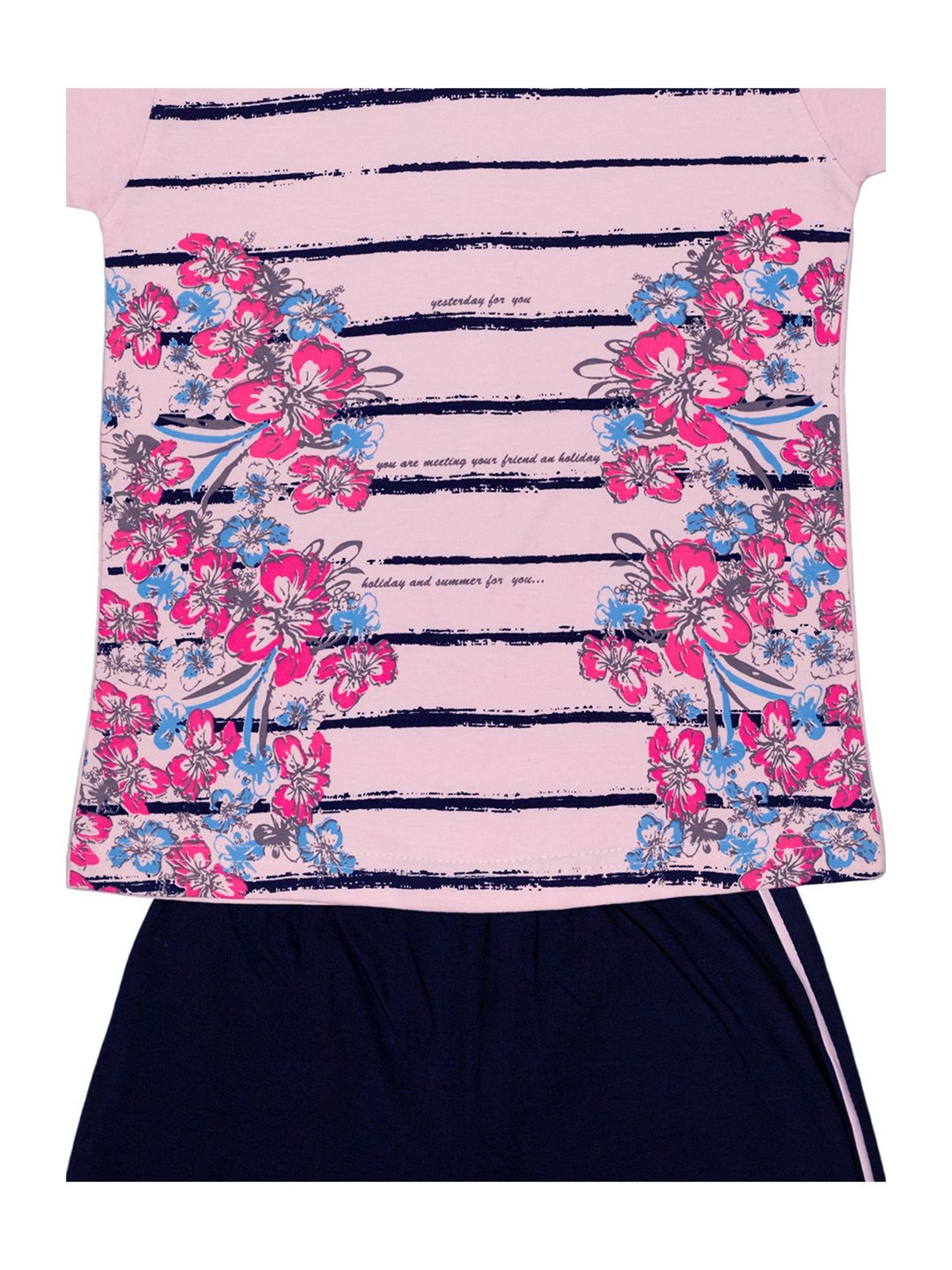 Todd N Teen Kids Pink Cotton Graphic Print T-Shirt & Pants