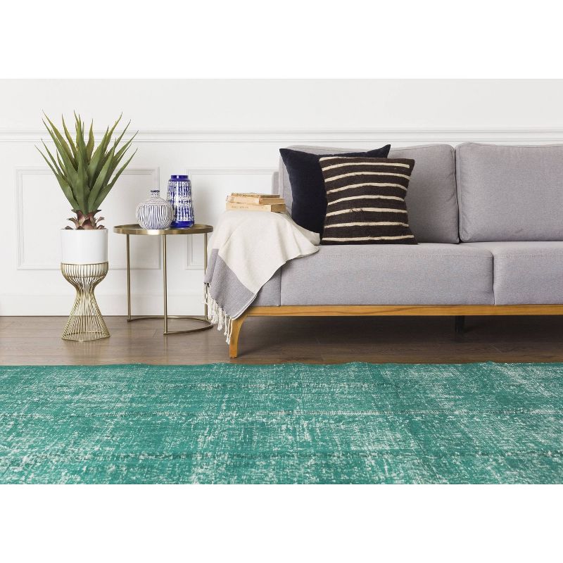 4'7"x12'3" Vintage One-of-a-Kind Bui Rug Green - Revival Rugs