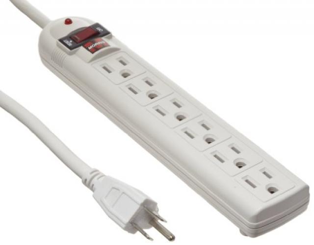 morris products 89032 6 outlet power strip surge protector, 6' length, 270 joules