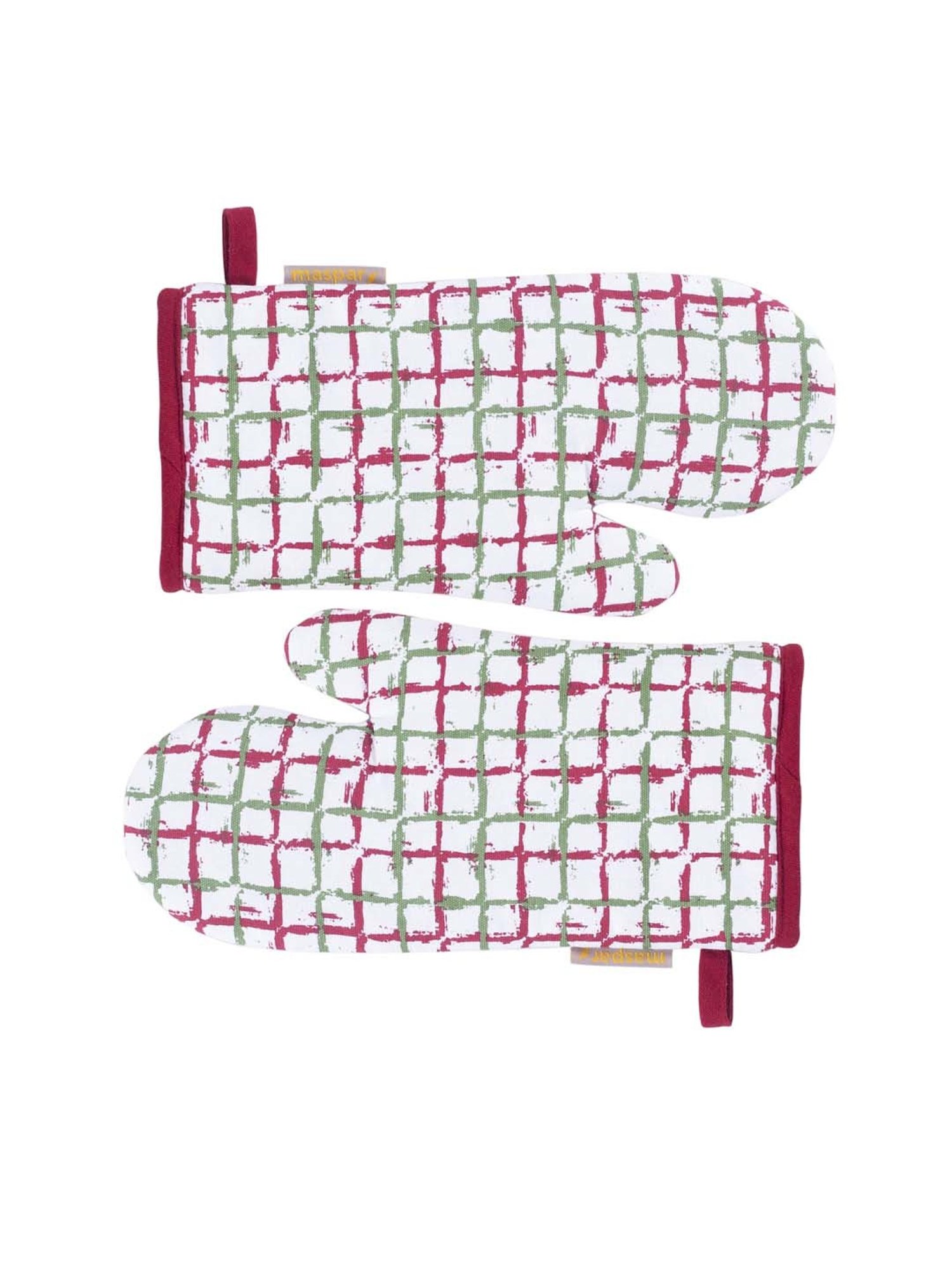 Maspar Red & Green 100% Cotton 225 GSM Oven Mitt - Set of 2