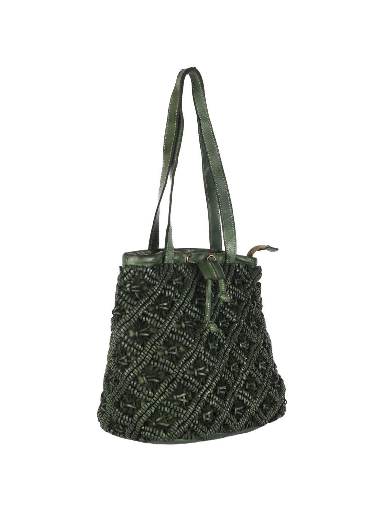 KOMPANERO Macrame Sage Textured Large Shoulder Handbag