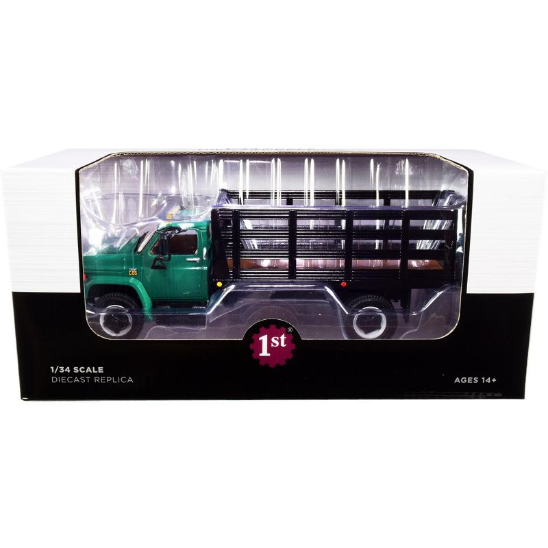 Chevrolet C65 Stake Truck Green and Black 1/34 Diecast Model by First Gear