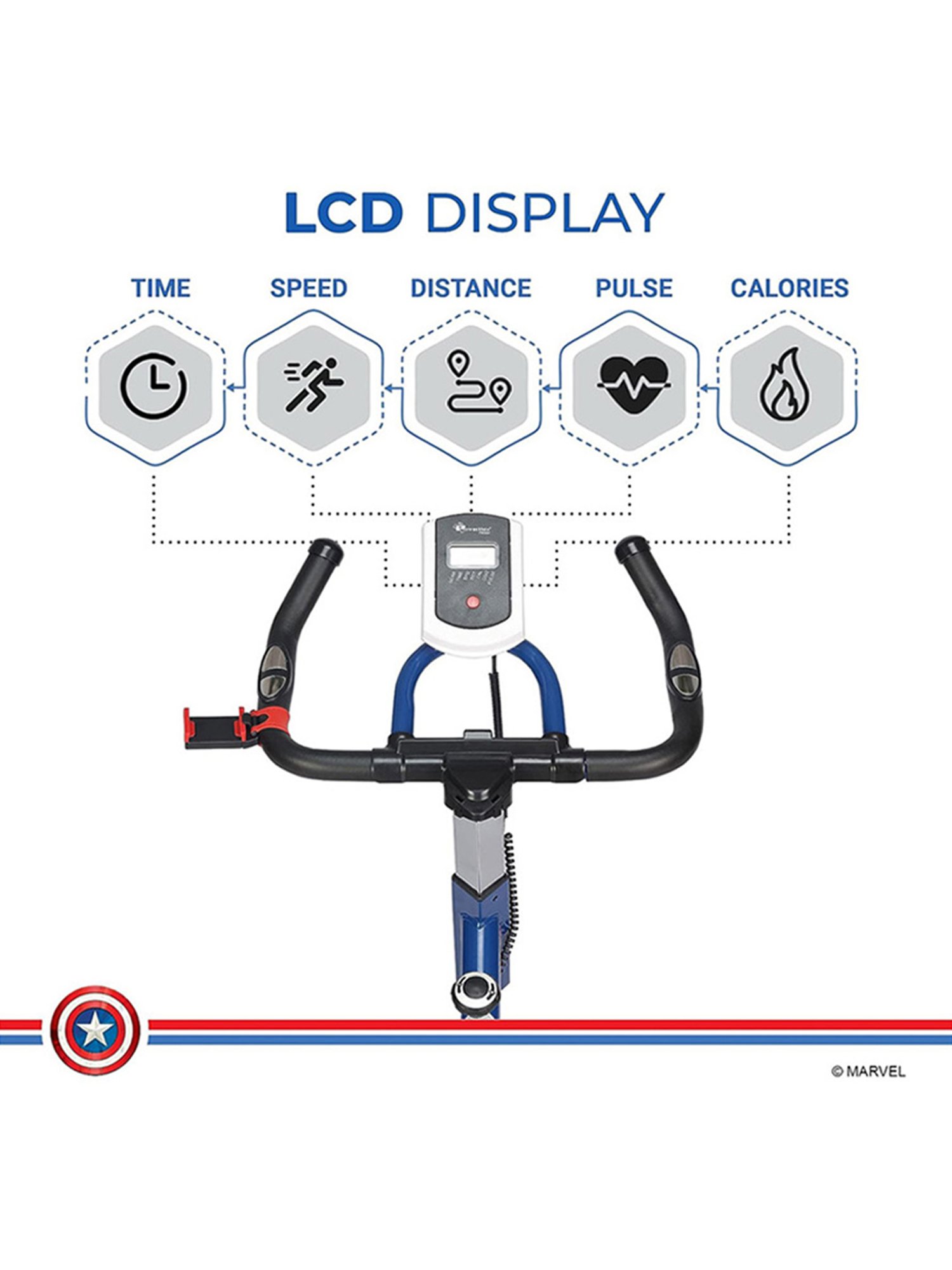 PowerMax Fitness MB-165 Spin Bike (Blue)