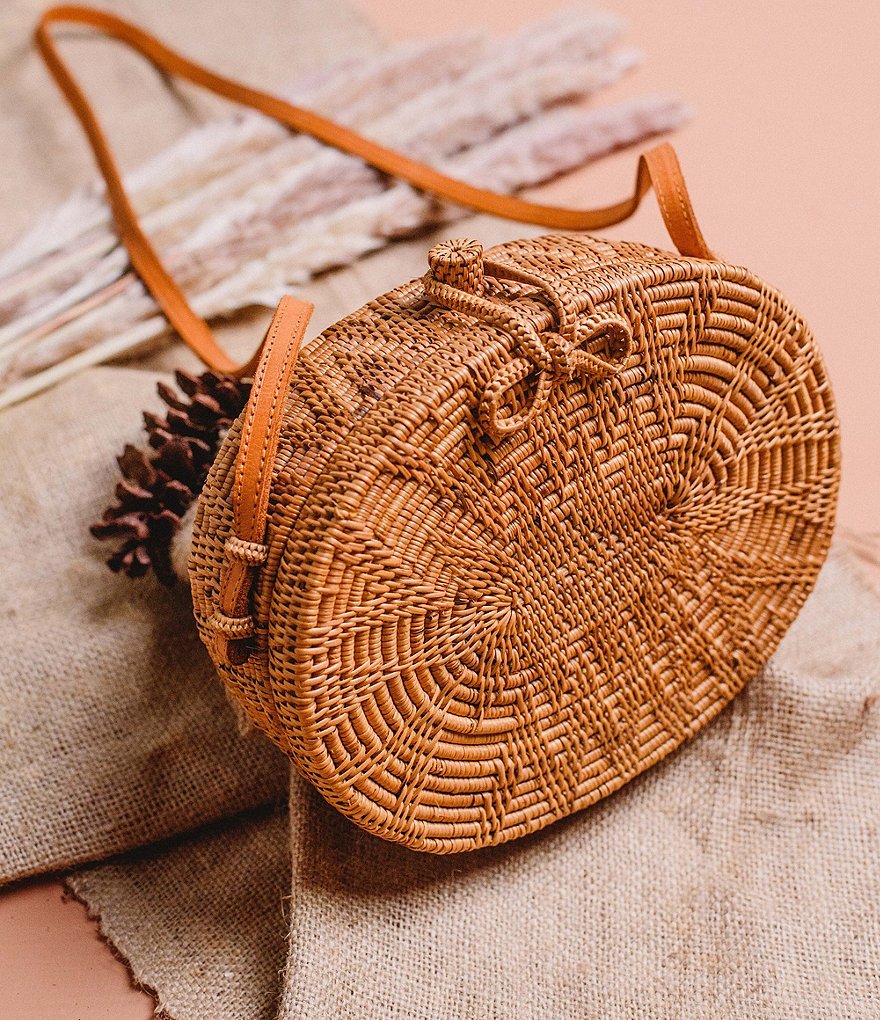 Beachgold Mandala Woven Straw Crossbody Bag