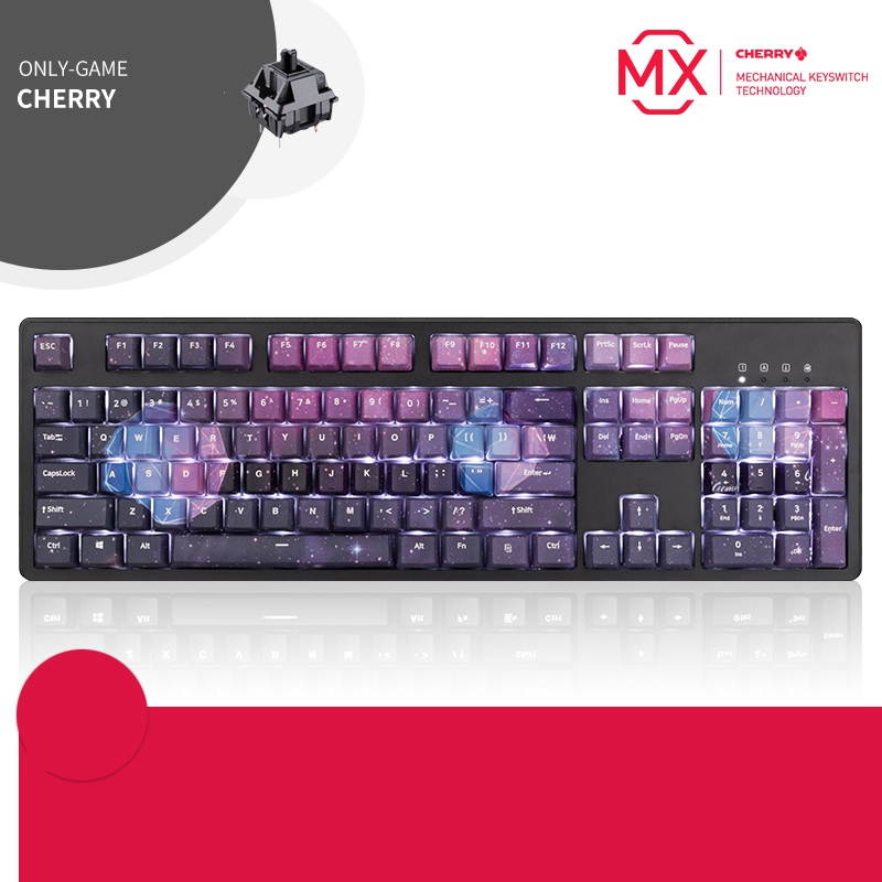 A-jazz AK535  N-key Rollover  Ergonomic Design,Cool Exterior USB Wired Cherry  MX Red Mechanical Gaming  Keyboard For Office And Game,  PBT Keycaps  - Blue Lotus ( No Light Version )