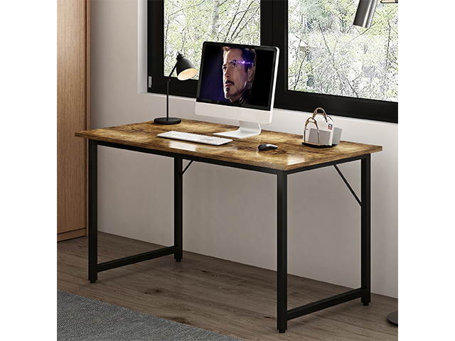 Computer Desk Home Office Desk Gaming Desk Large  Industrial Style Corner Writing Black Student Art Modren Simple Style PC Wood and Metal Desk Workstation,Wood Color,GT48