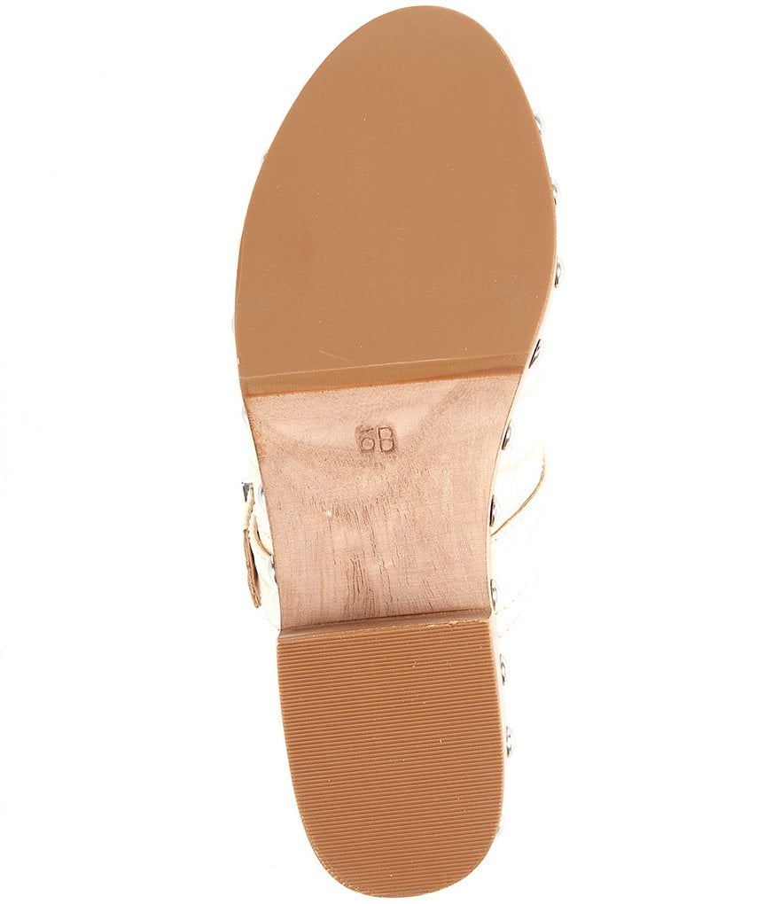 Schutz Smooshy Croco Print Leather Nailhead Buckled Strap Platform Mule Clogs