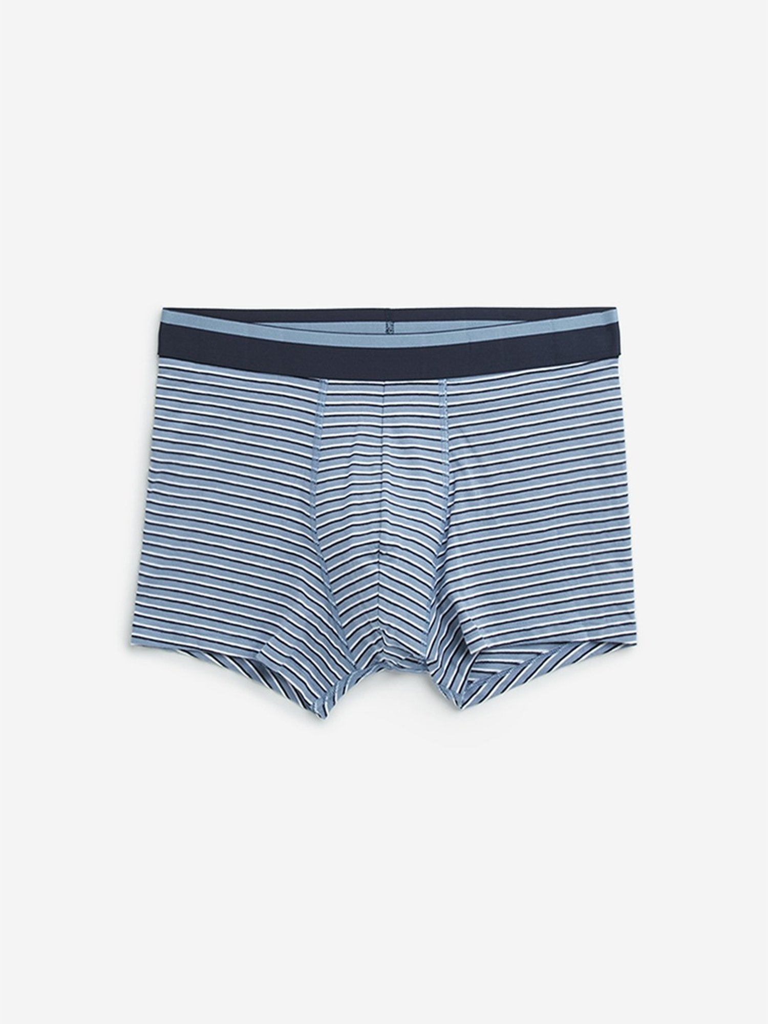WES Lounge by Westside Blue Solid Cotton Blend Trunks - Pack of 3