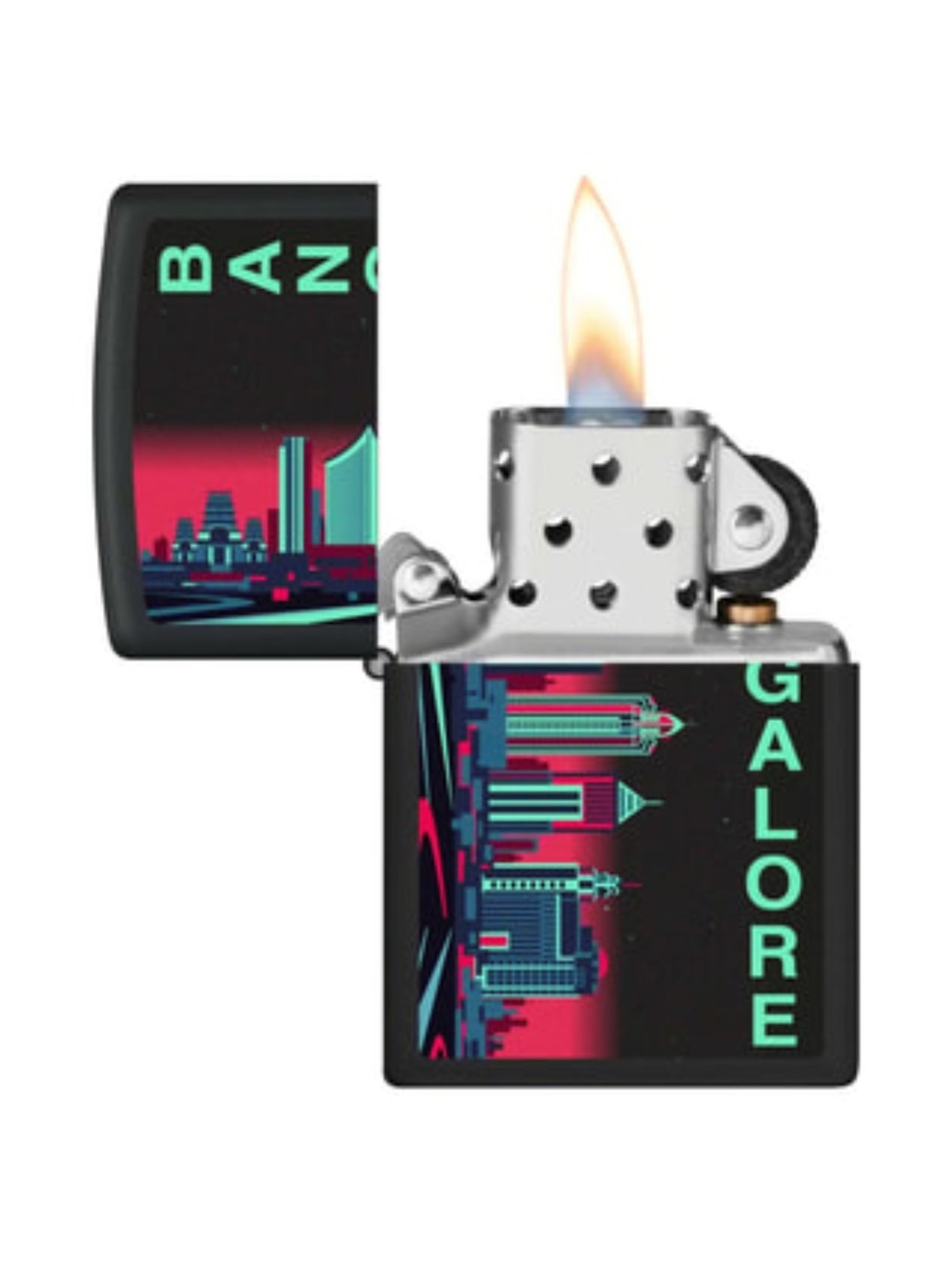 Zippo Bangalore Skyline Graphic Black Brass Windproof Pocket Lighter