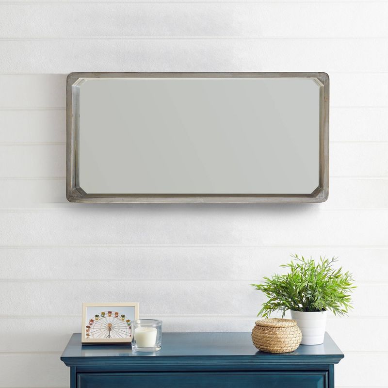 32" x 15.75" Shadow Box Wall Mirror White Wash Wood - Danya B.