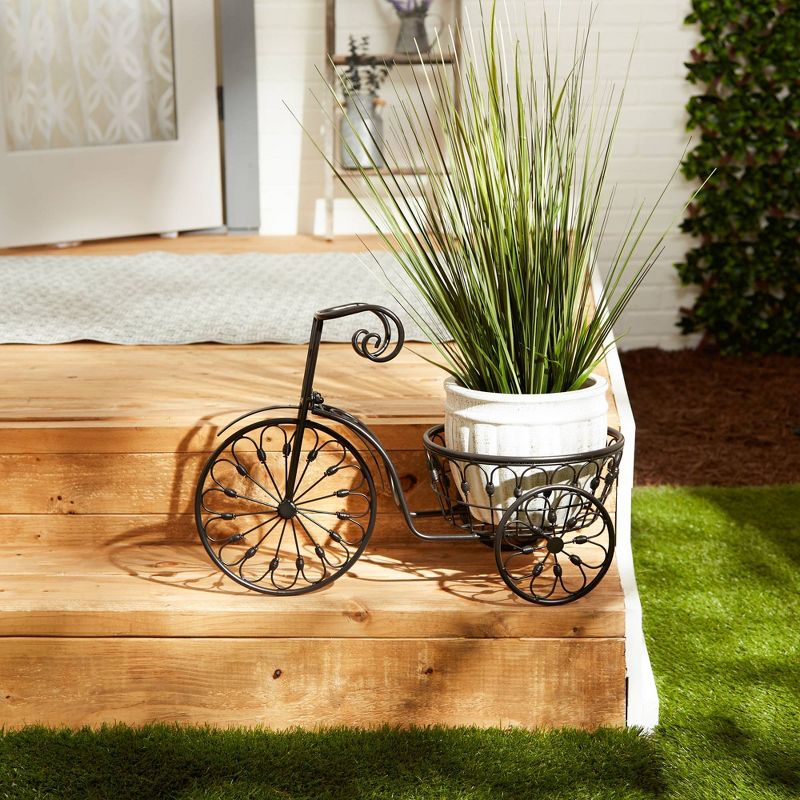 10.9" Indoor/Outdoor Iron Bicycle Plant Stand Black - Zings & Thingz
