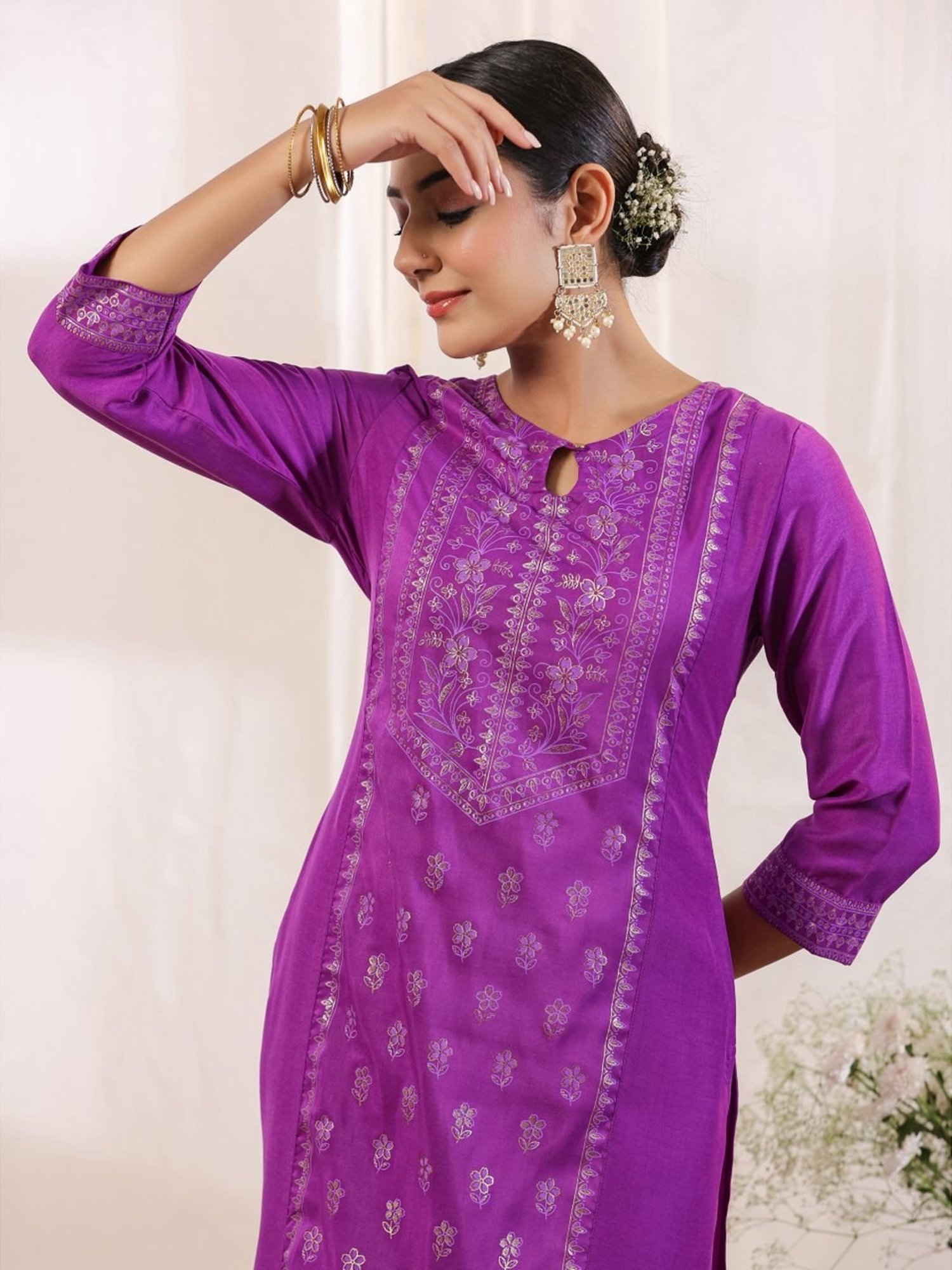 URBAN MYSTIC Black Rayon Embroidered Kurta & Sharara Set