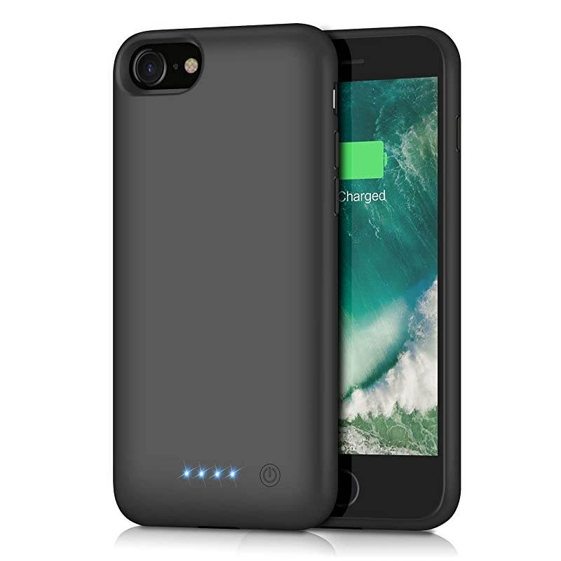 Battery case for iPhone 8/7,  [6000mah] Upgraded Charging Case Protective Portable Charger Case Rechargeable Extended Battery Pack for Apple iPhone 7/8(4.7') Backup Power Bank Cover (Black)