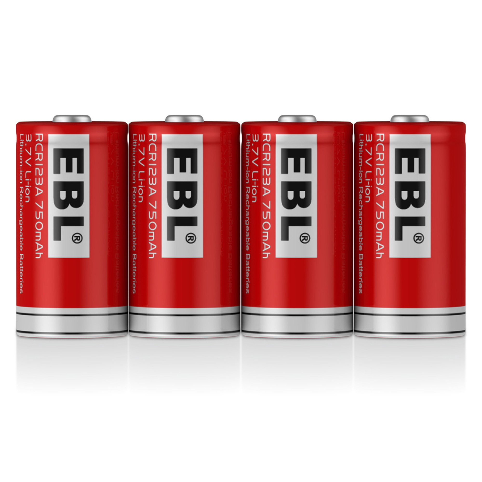 EBL 4-Pack 750mAh 3.7V 16340 RCR123A Rechargeable Li-ion Battery With Charger