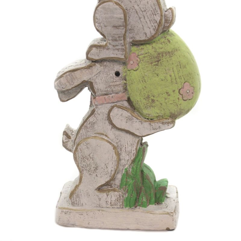 Easter 24.0" Bunny/Egg Totem Pole Rabbit White Washed Figurine  -  Decorative Figurines