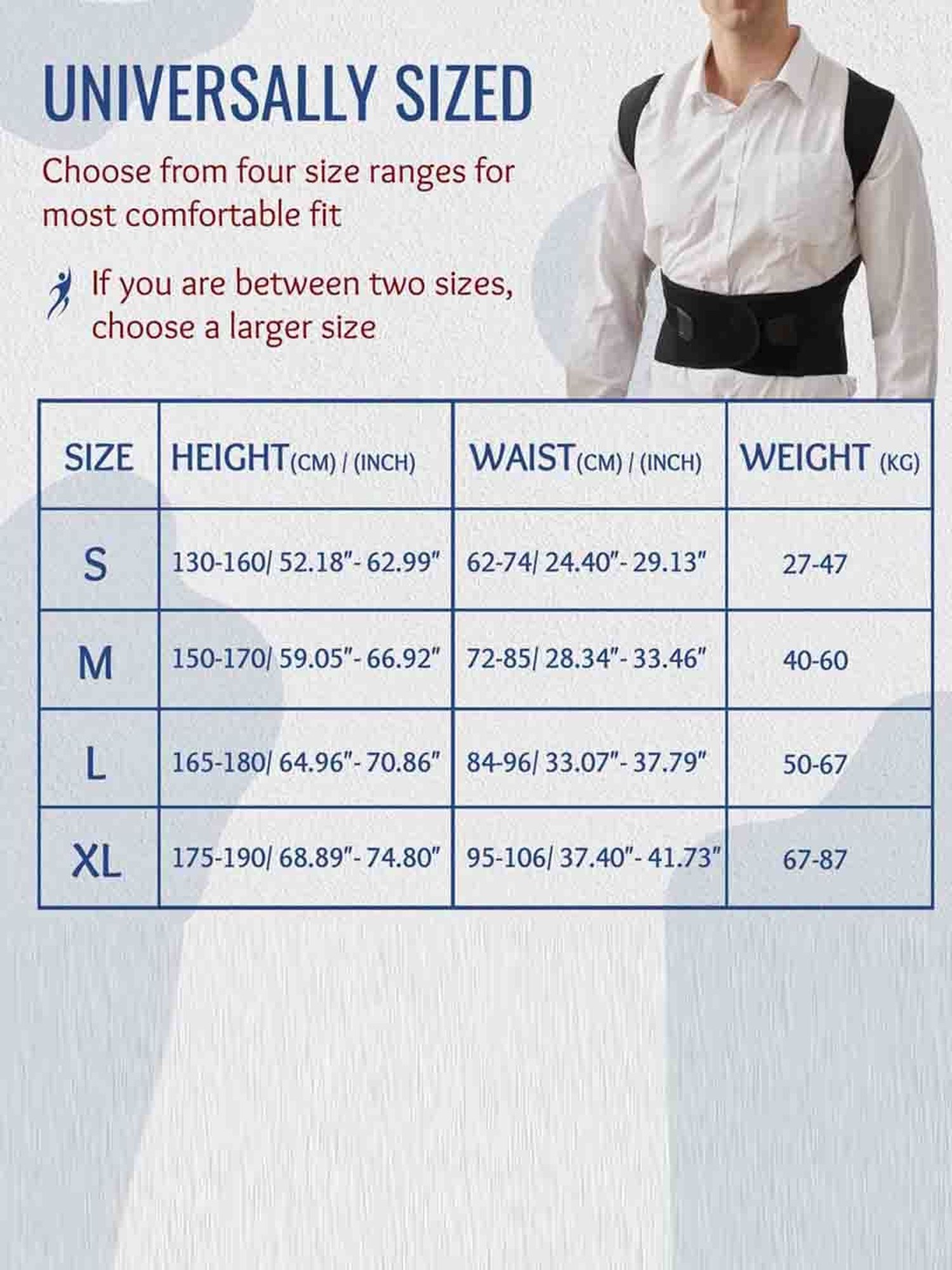 HealthSense Posture Corrector for Men, Back Pain Relief with Back Support Belt (Large) - Black