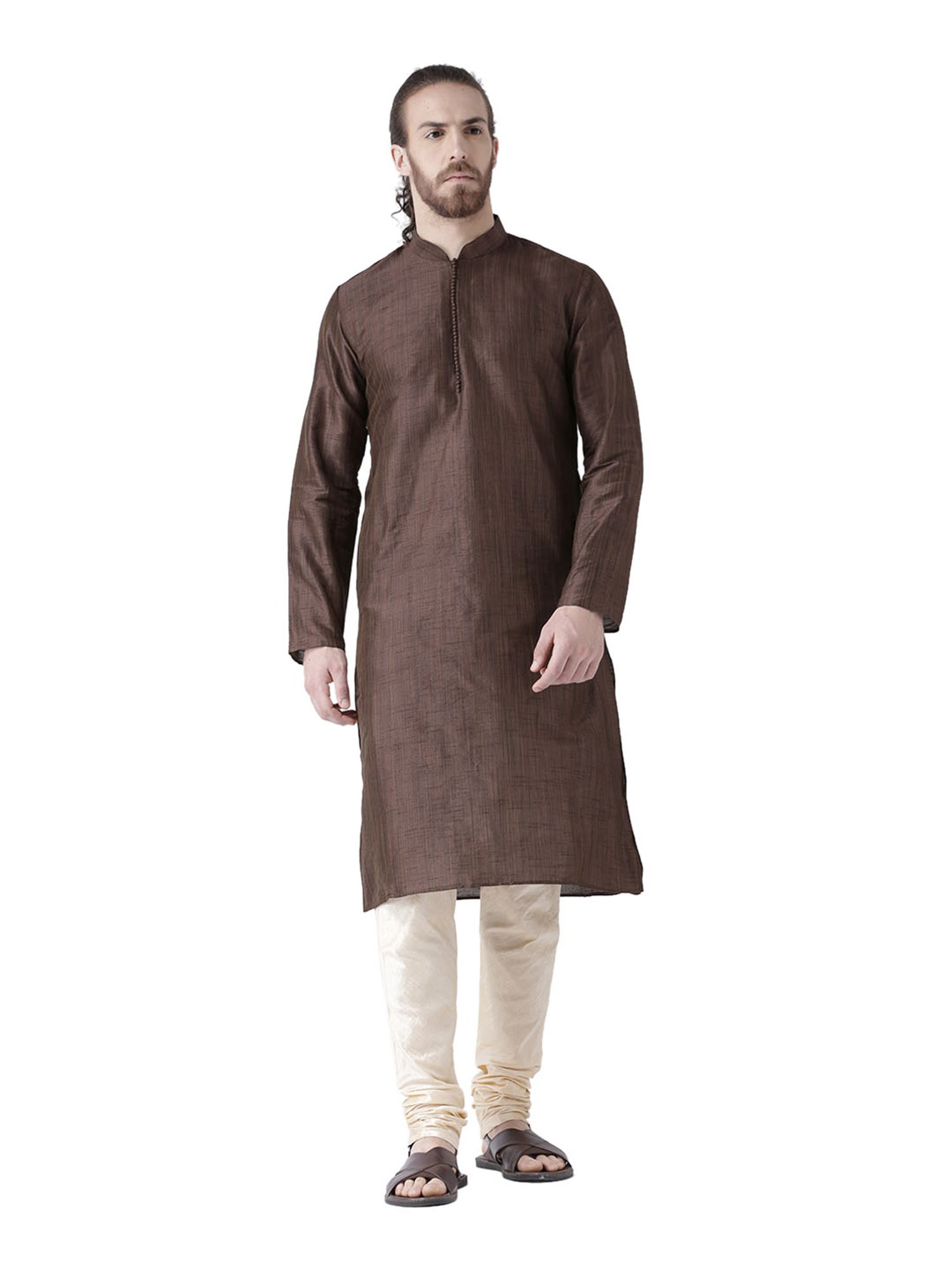 Deyann Brown & Cream Full Sleeves Kurta Set