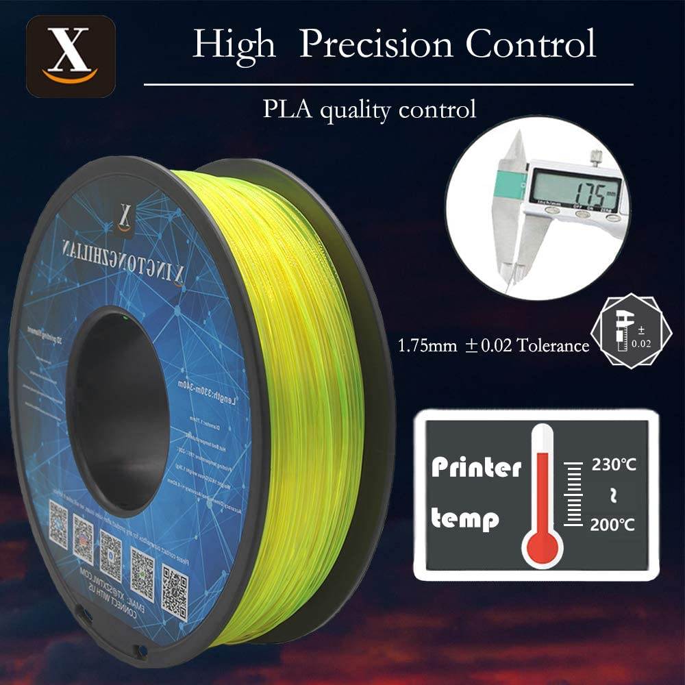 XTZL3D| PLA 3D Printer Filament Light Through Transmission Green,1kg, 1.75mm